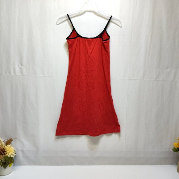 Nicoletta Amor Nightgown Size Large Red Cartoon Bear w/ Black Straps 90% Cotton - Picture 2 of 7